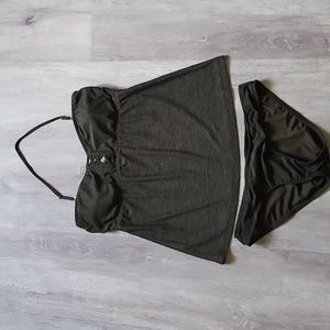 Mossimo Dark Green Swim suit Women" size L top & M bottom